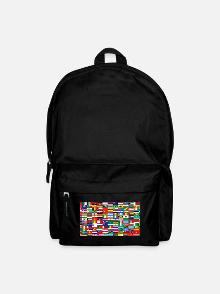 Colorful Collage World Flags - Backpack - black