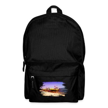 yellow boats by the sea on the beach - Backpack - black - Front