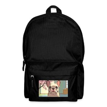 Cute Bulldog in Animated Style - Backpack - black - Front
