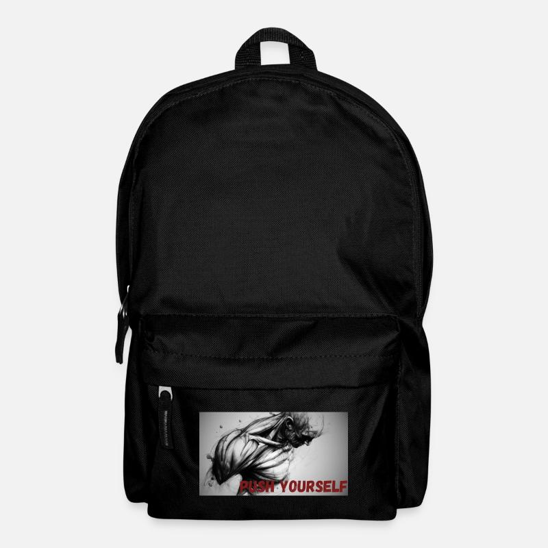 Dynamische Schwarzweiß-Motiv mit Motivationsspruch - Rucksack - Schwarz