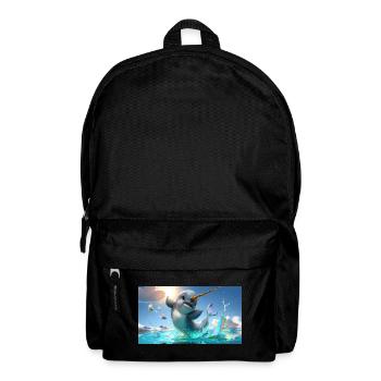 Bébé narval à la corne dorée saute hors de la mer - Sac à dos - noir - Devant