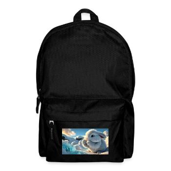 Niedlicher Schneehase mit Eiskristallen - Backpack - black - Front