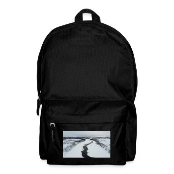 A winding river in a snowy landscape - Backpack - black - Front