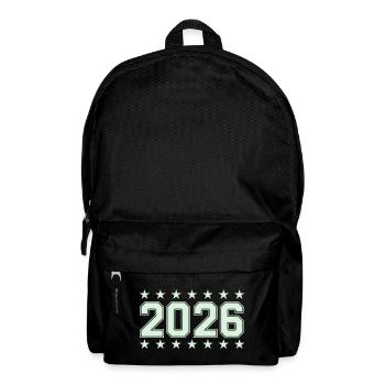 2026 Retro Blockschrift mit Sternen - Rucksack - Schwarz - Vorne
