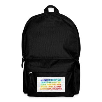 Flaschenpfand als Säule des Systems - Rucksack - Schwarz - Vorne