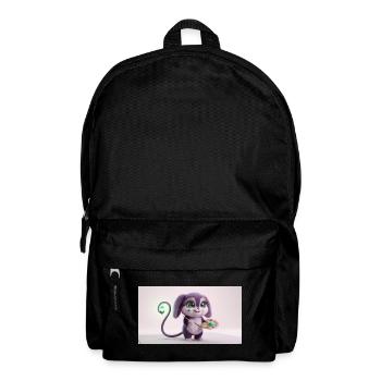 Cute Fluffy Creature Artist with Paint Palette and - Rucksack - Schwarz - Vorne