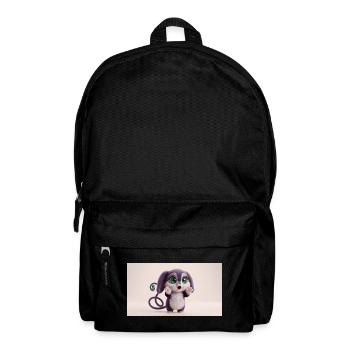 Surprised Cute Fluffy Creature with Big Green Eyes - Rucksack - Schwarz - Vorne