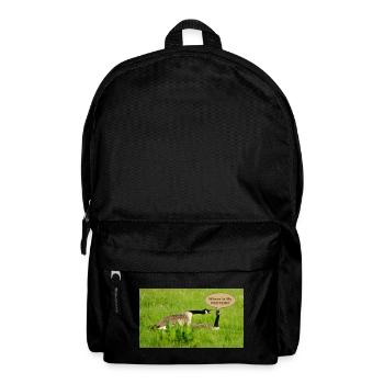 Gans - Wo ist mein Protein - Rucksack - Schwarz - Vorne