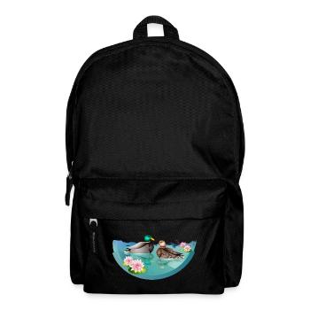 Enten Pärchen im Ententeich mit Seerosen - Rucksack - Schwarz - Vorne