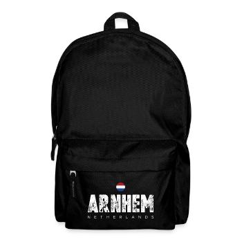 Arnhem Netherlands Distressed Text Logo - Backpack - black - Front