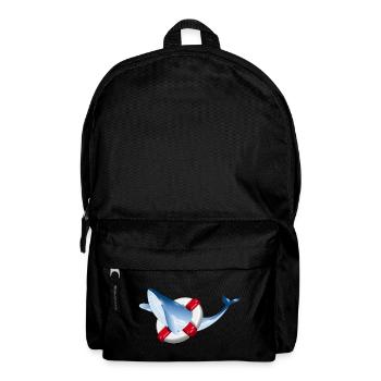 Poisson baleine bleu vif avec bouée de sauvetage - Sac à dos - noir - Devant