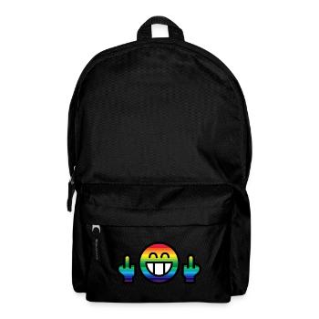 Emoticon Rainbow Grin with Stinkfingers - Backpack - black - Front
