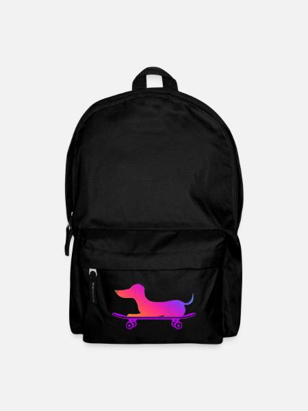 Dackel mit Skateboard - Rucksack - Schwarz