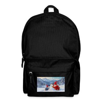 Two dwarfs and snowman in the winter landscape - Backpack - black - Front