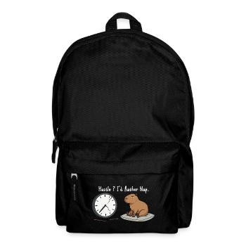 Capybara Nap Humor Broken Clock White - Backpack - black - Front
