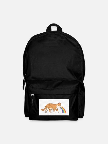 Cat Spitting Rainbow - Backpack - black