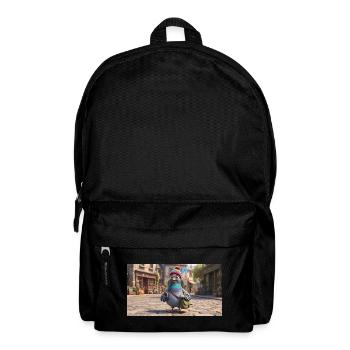 Traveler Pigeon in Beanie exploring European Town - Backpack - black - Front