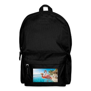 Flamingo feiert Happy Hour am Pool - Rucksack - Schwarz - Vorne