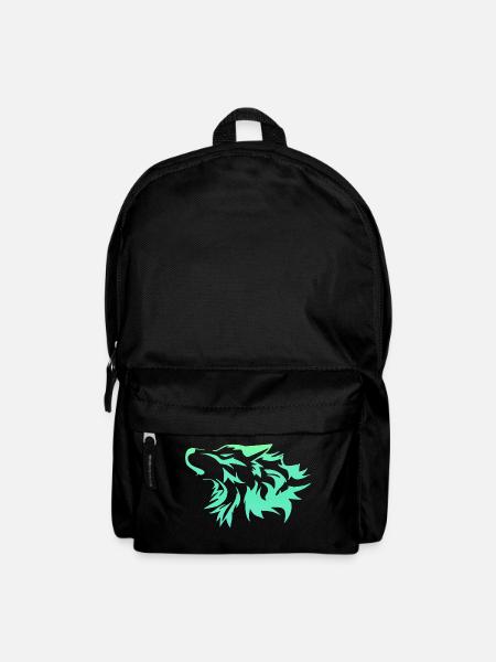 Wolf leuchtend grün - Rucksack - Schwarz