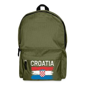 Croatia Brush Flag Crest - Backpack - olive green - Front