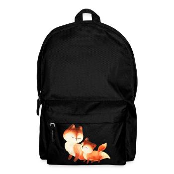 Two Cuddly Foxes Watercolor Painting - Backpack - black - Front