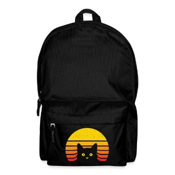 Cat silhouette in the retro sun - Backpack - black - Front