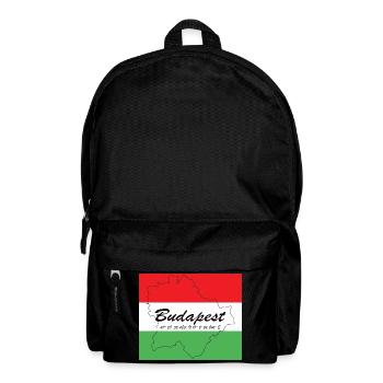 Budapest - Hauptstadt mit GPS-Koordinaten & Flagge - Rucksack - Schwarz - Vorne