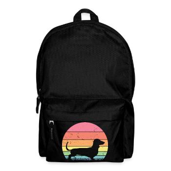 Rétro Teckel Silhouette - Cadeau Amoureux des Chiens - Sac à dos - noir - Devant
