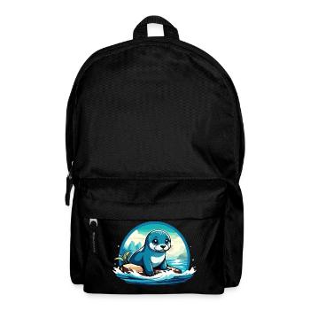 Robbe auf Felsen - Rucksack - Schwarz - Vorne