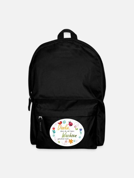 Spruch Kita-Abschied - Danke - bunte Blumen - Rucksack - Schwarz