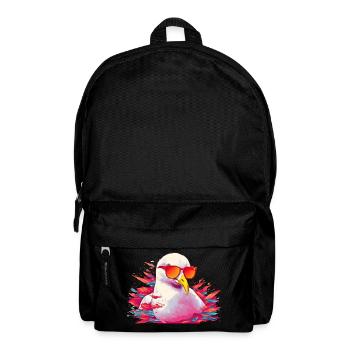 Pink seagull with sunglasses - Backpack - black - Front
