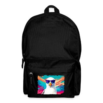 Funny seagull with sunglasses - Backpack - black - Front
