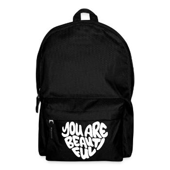you are beautiful - Lettering / Weiß in herzform - Rucksack - Schwarz - Vorne