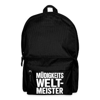 Müdigkeitsweltmeister - Rucksack - Schwarz - Vorne