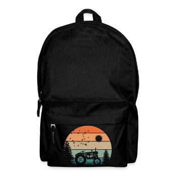 Oldtimer-Traktor bei pastellfarbenem Sonnenuntergang - Rucksack - Schwarz - Vorne