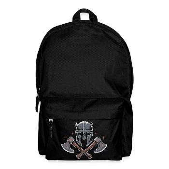 Viking Bard Style Helmet and Axes Design - Backpack - black - Front