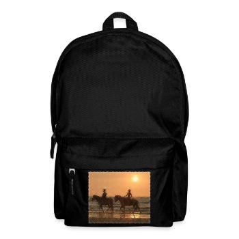 Cavalier au coucher du soleil sur la plage - Sac à dos - noir - Devant