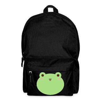 Cute Frog Cartoon Face Design - Backpack - black - Front