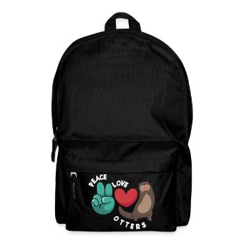 Sea Otter Cartoon Peace Love - Backpack - black - Front
