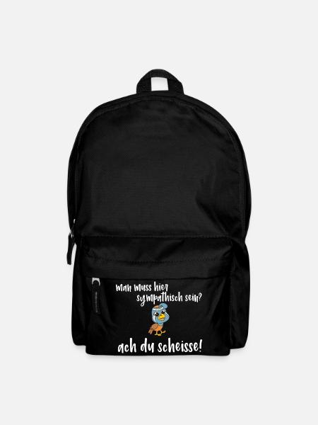 Frecher Vogel Spruch - man muss sympatisch sein? - Rucksack - Schwarz