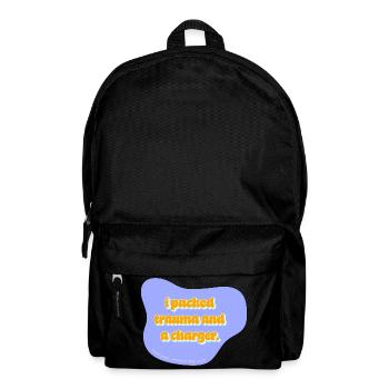 Funny Travel Design–I Packed Trauma and a charger - Rucksack - Schwarz - Vorne