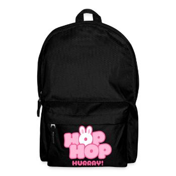 Hop Hop Hourra | Motif de la jolie phrase de lapin - Sac à dos - noir - Devant