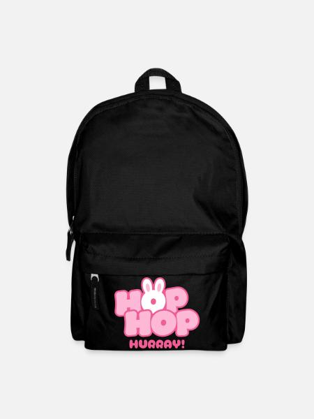 Hop Hop Hurray | Cute Bunny Saying Motif - Backpack - black