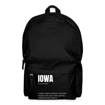 Iowa Bold Typography Statement - Backpack - black - Front