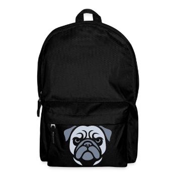 Mops , Hundekopf - Rucksack - Schwarz - Vorne