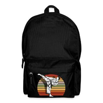 Retro Karate Kämpfer Kampfsport Kick Vintage - Rucksack - Schwarz - Vorne