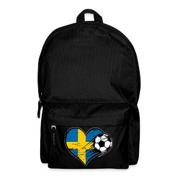 Schweden Flagge Fußball mit Herz - Rucksack - Schwarz - Vorne