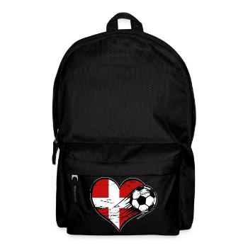 Dänemark Flagge Fußball mit Herz used - Rucksack - Schwarz - Vorne