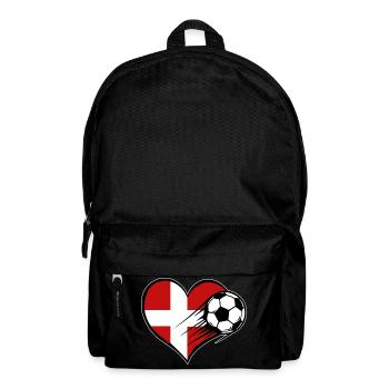Dänemark Flagge Fußball mit Herz - Rucksack - Schwarz - Vorne
