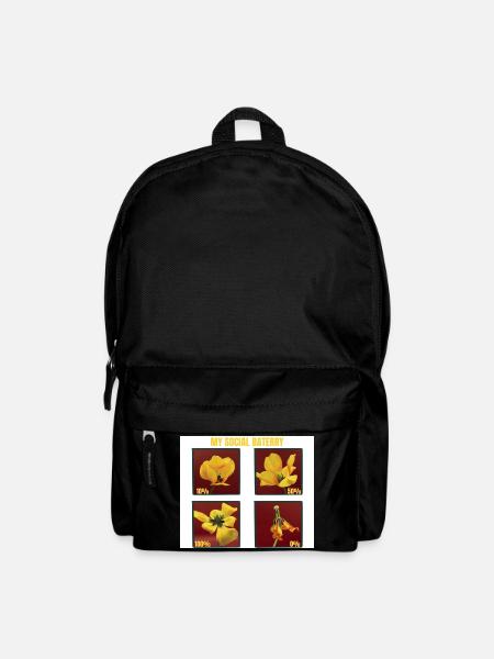 My Social Battery Funny Yellow Tulip Flower  - Backpack - black